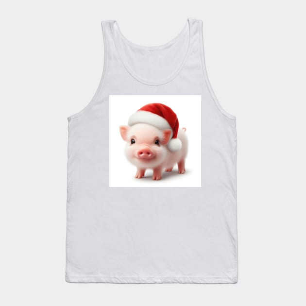 cute and happy little piglet wearing a santa hat on white Tank Top by clearviewstock